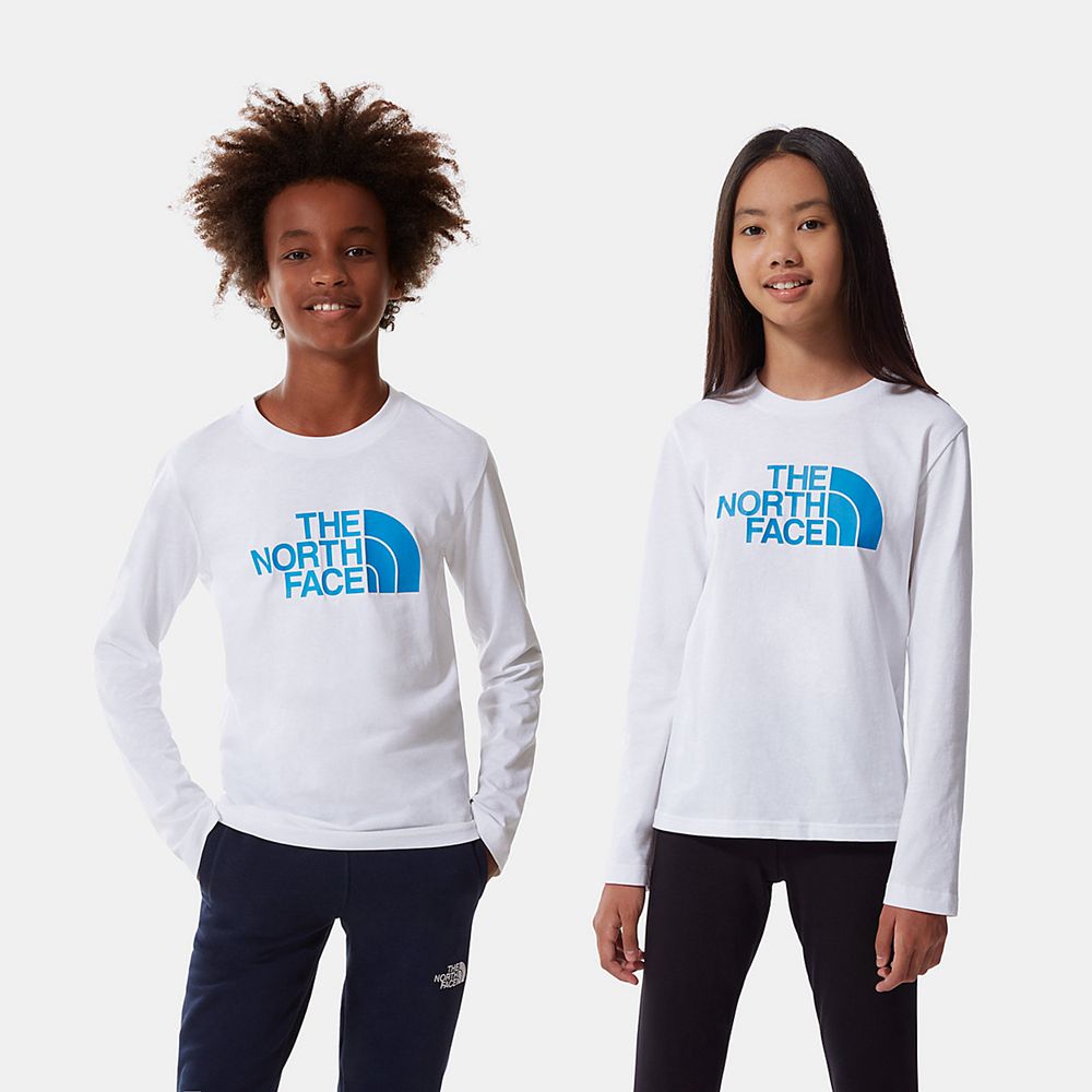 The North Face Long Sleeve Girls Australia - The North Face Easy Long-Sleeve White / Blue (DWQ-31428